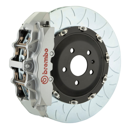 Brembo 08-10 Challenger w/V8 (Excl AWD/SRT-8) Fr GT BBK 6Pis Cast 380x34 2pc Rtr Slot Type3-Silver