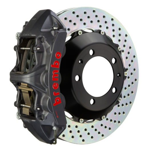 Brembo 11-23 Challenger w/V8 Exc AWD/SRT8 Fr GTS BBK 6Pis Cast 355x32 2pc Rotor Drilled-Black HA